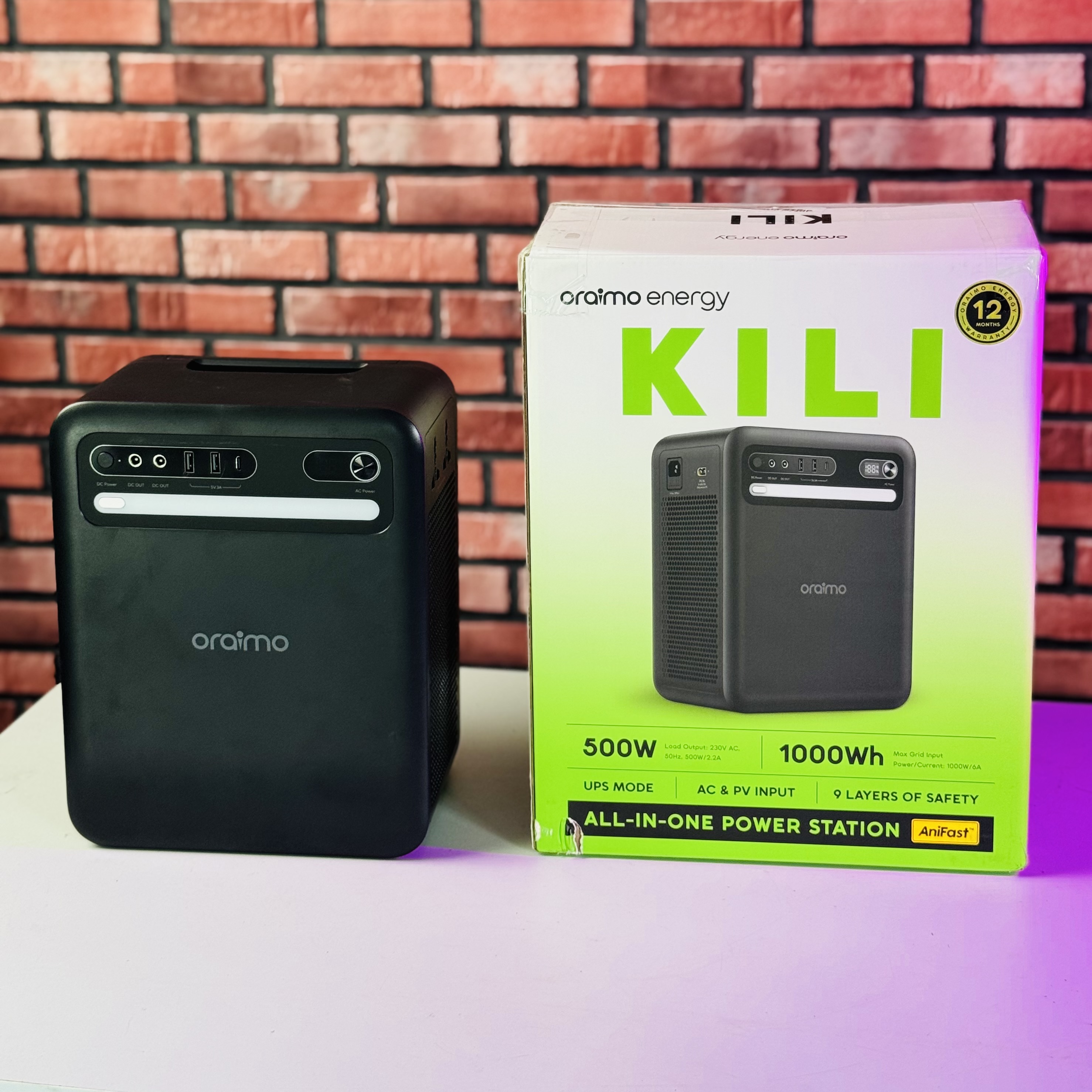 oraimo All-in-One Solar Power Station Inverter 500W, Lithium Battery 1000Wh