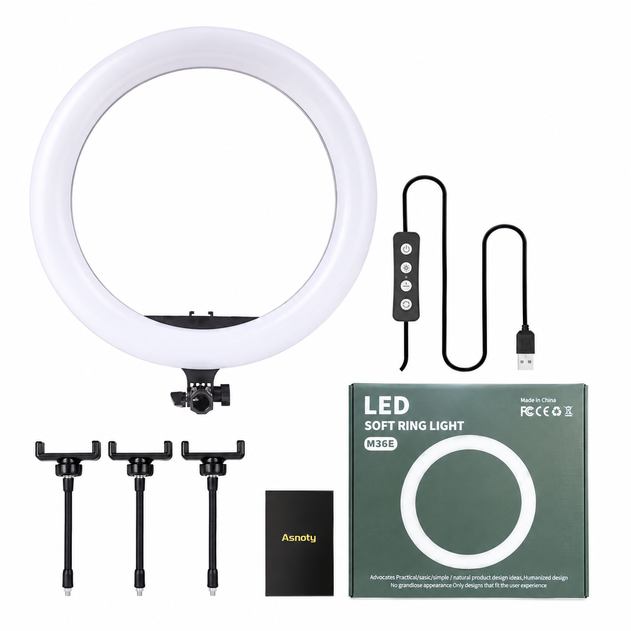 M36E Led Soft 15 Inch Ring Light - With 3 Mobile Holder