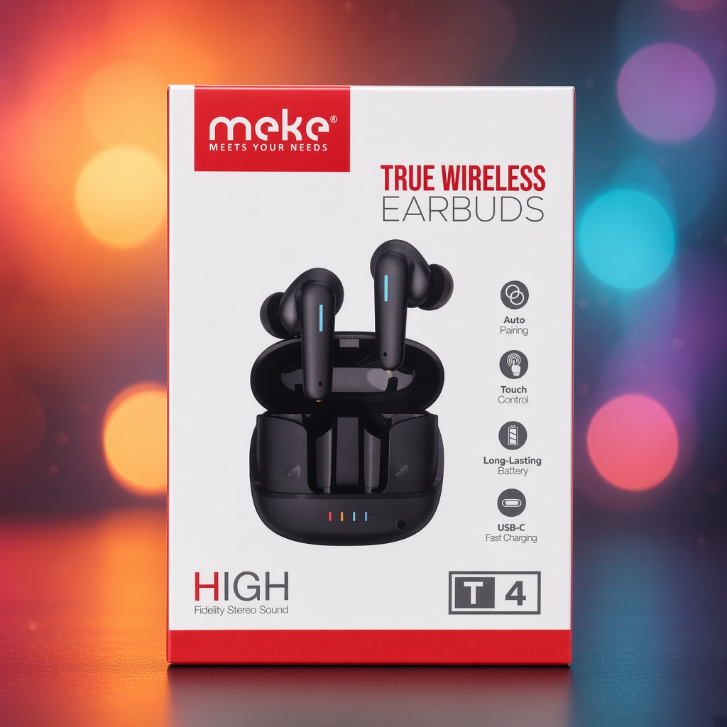 MEKE T4 TWS Wireless Touch Control Earbuds with Charging Case