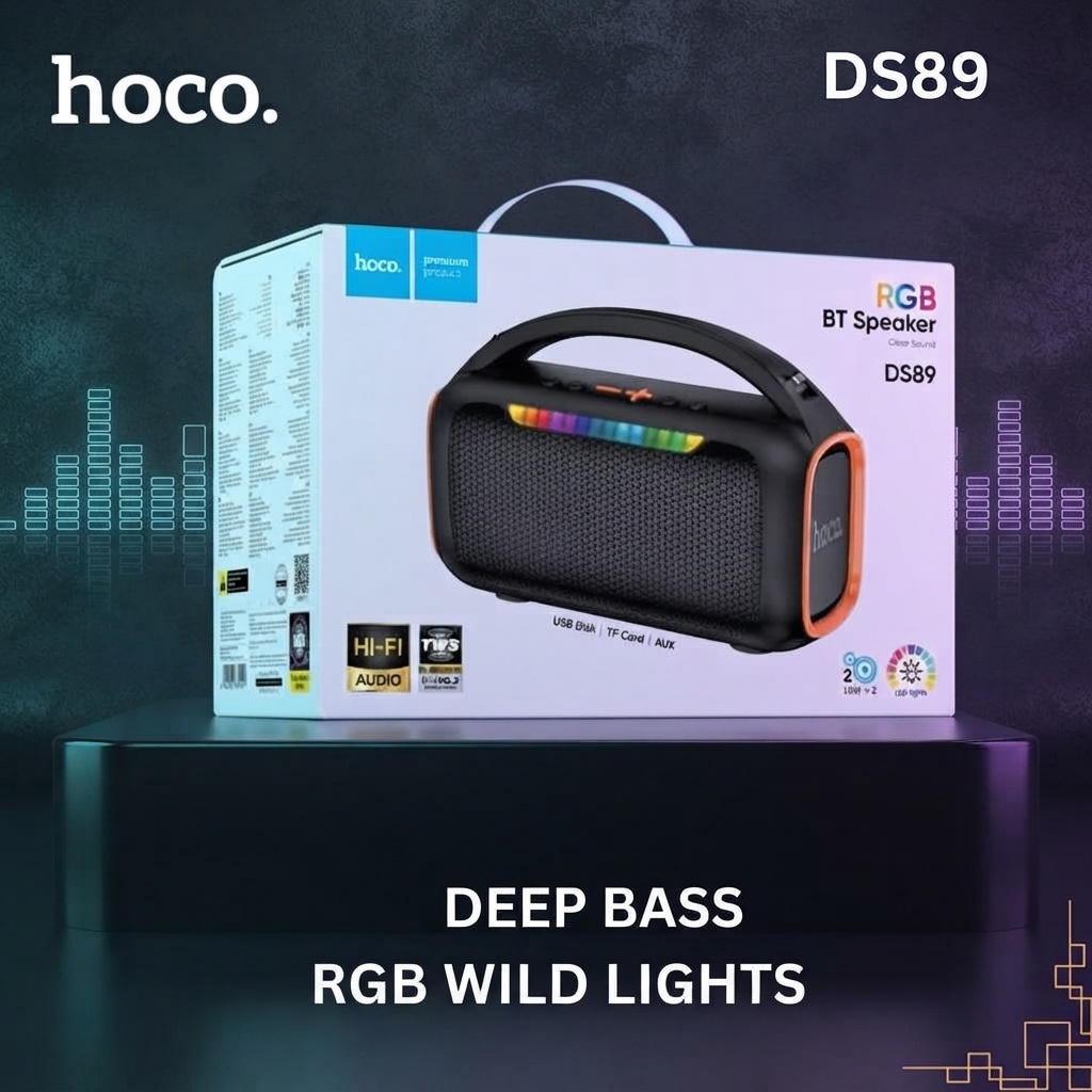 Hoco DS89 Portable RGB Bluetooth Speaker with Deep Bass & Wild Lights