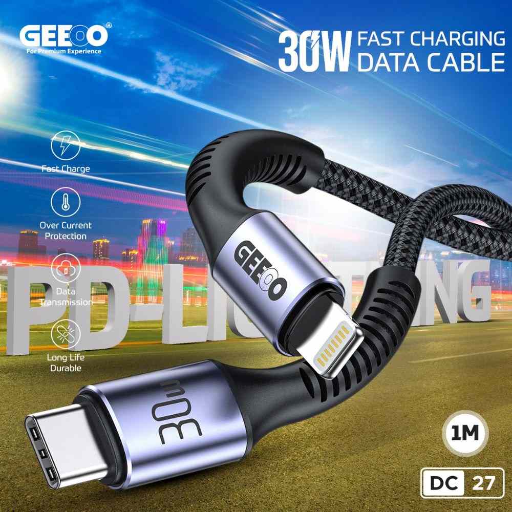 Geeoo DC27 Fast Charging 1M Long 30W (PD-L) Data Cable