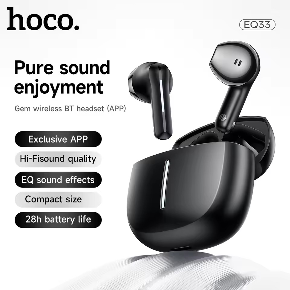 Hoco EQ33 Gem Wireless Earbuds with App Control – Black