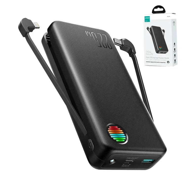 Joyroom JR-L015 22.5W 20000mAh Power Bank With Dual Cables - Black