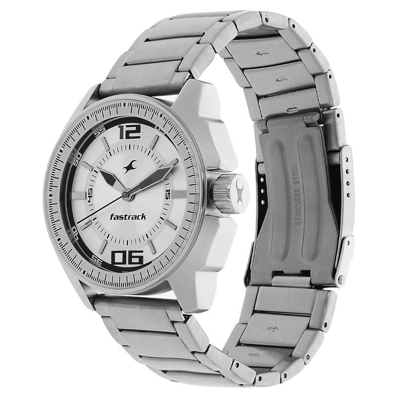 Fastrack NR3089SM01 Quartz Analog Silver Dial Metal Strap Watch