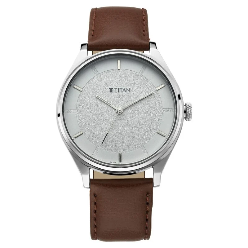 Titan Men's Classic Watch: Gradient Dial & Sleek Markings with Leather Strap (NS1802SL13)