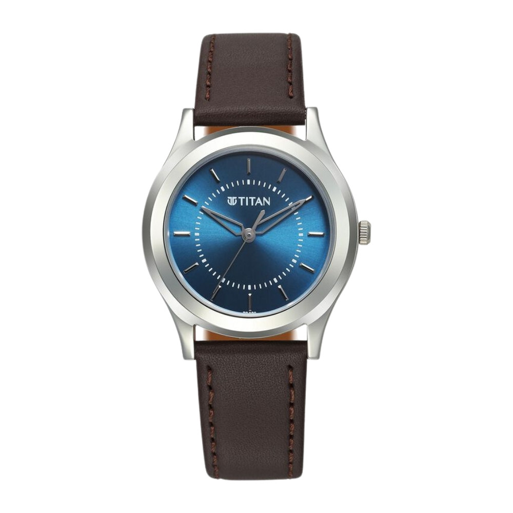 Titan Karishma Zing Quartz 1648SL01 Analog Blue Dial Leather Strap Watch for Men