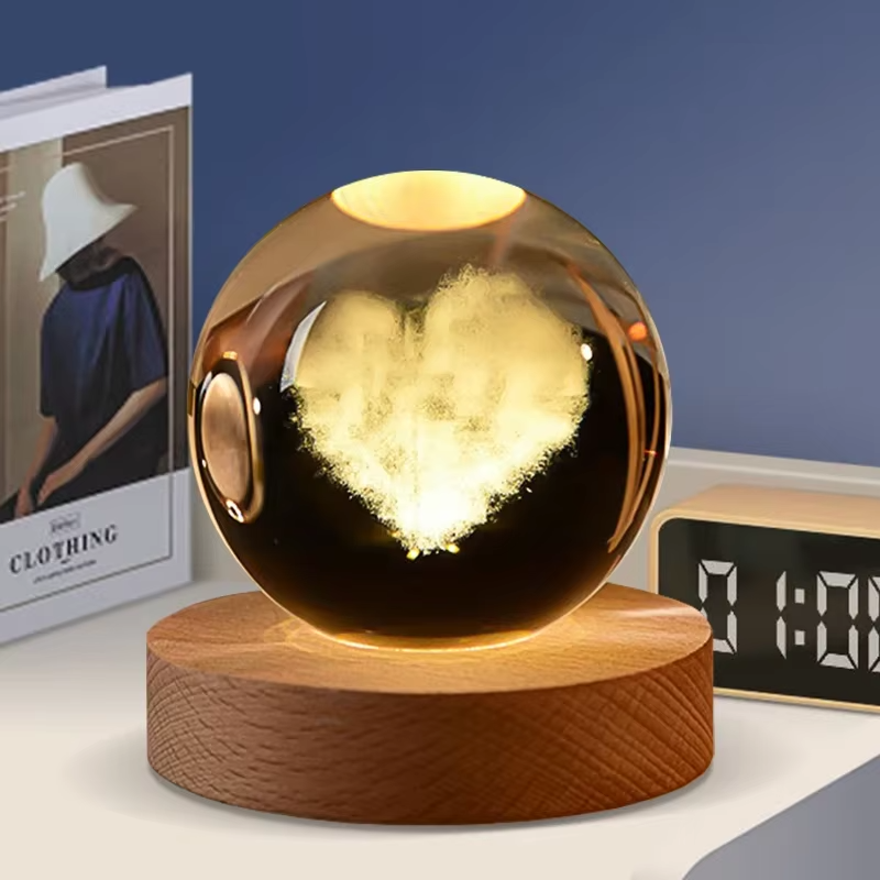 3D Crystal Ball - Cloud Love Shape (1 Color Base)