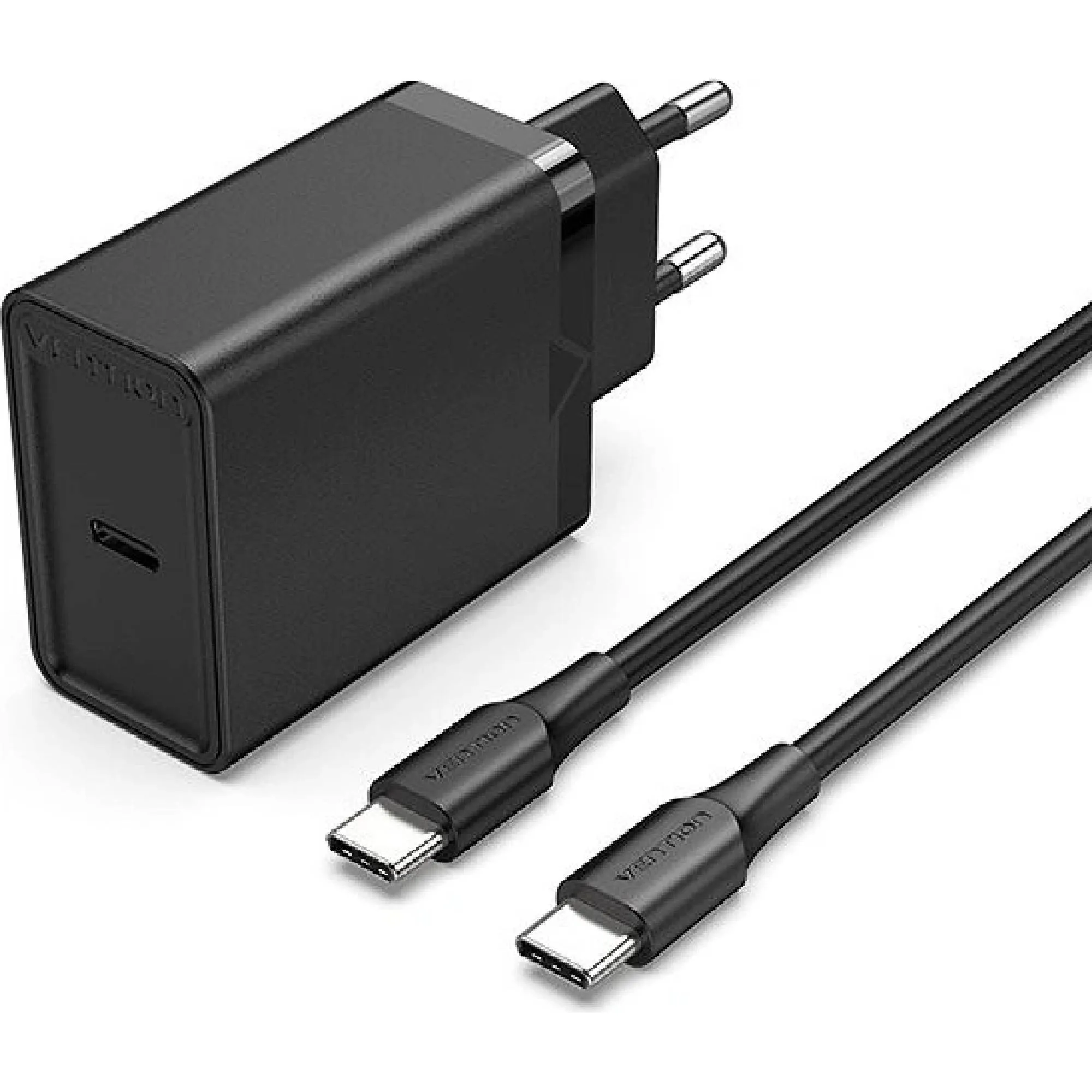 Vention FAHWF-EU 1-port 25W USB-C Wall Charger with USB-C Cable EU-Plug - Black