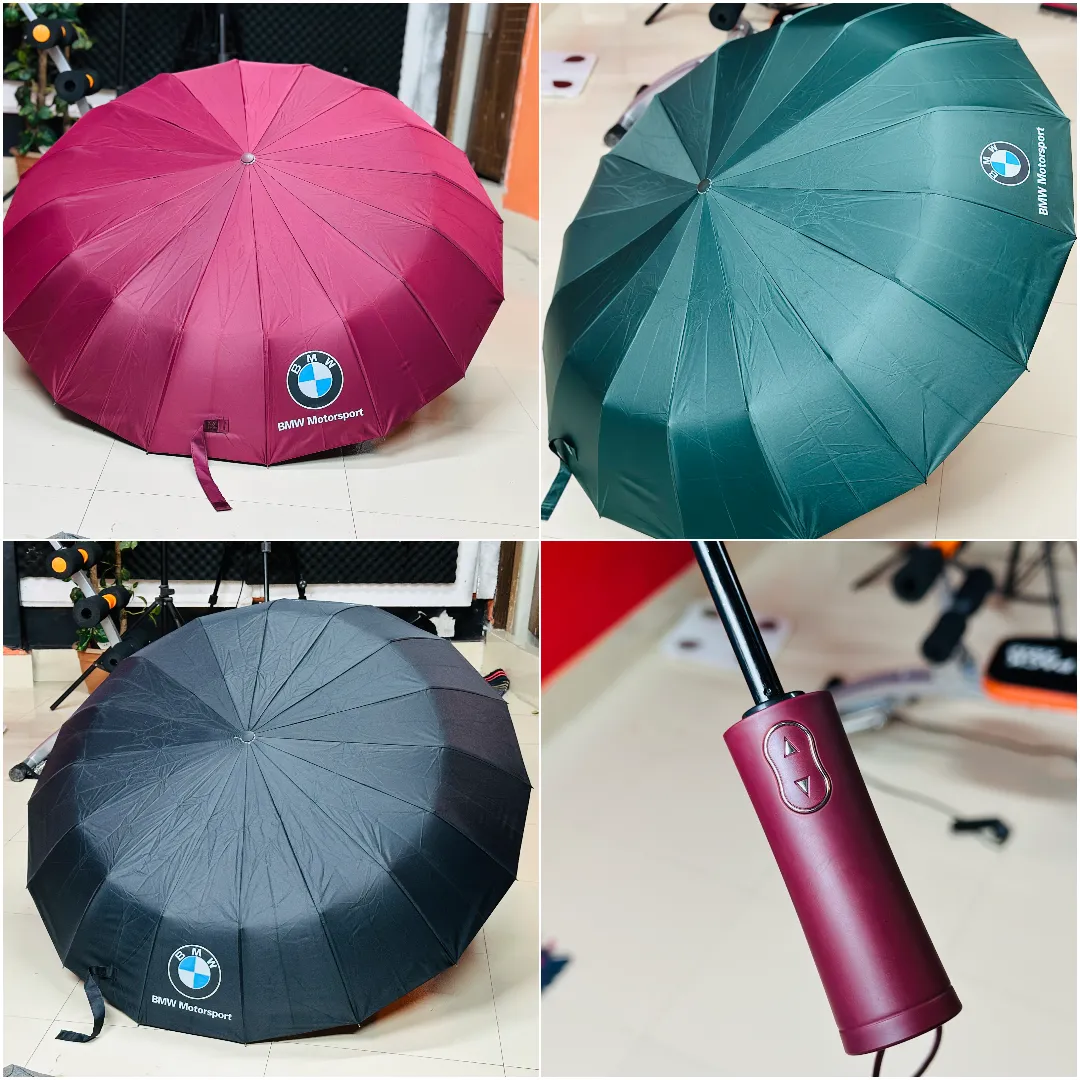 BMW 16 Ribs Automatic Open and Close Compact Umbrella - Random Color