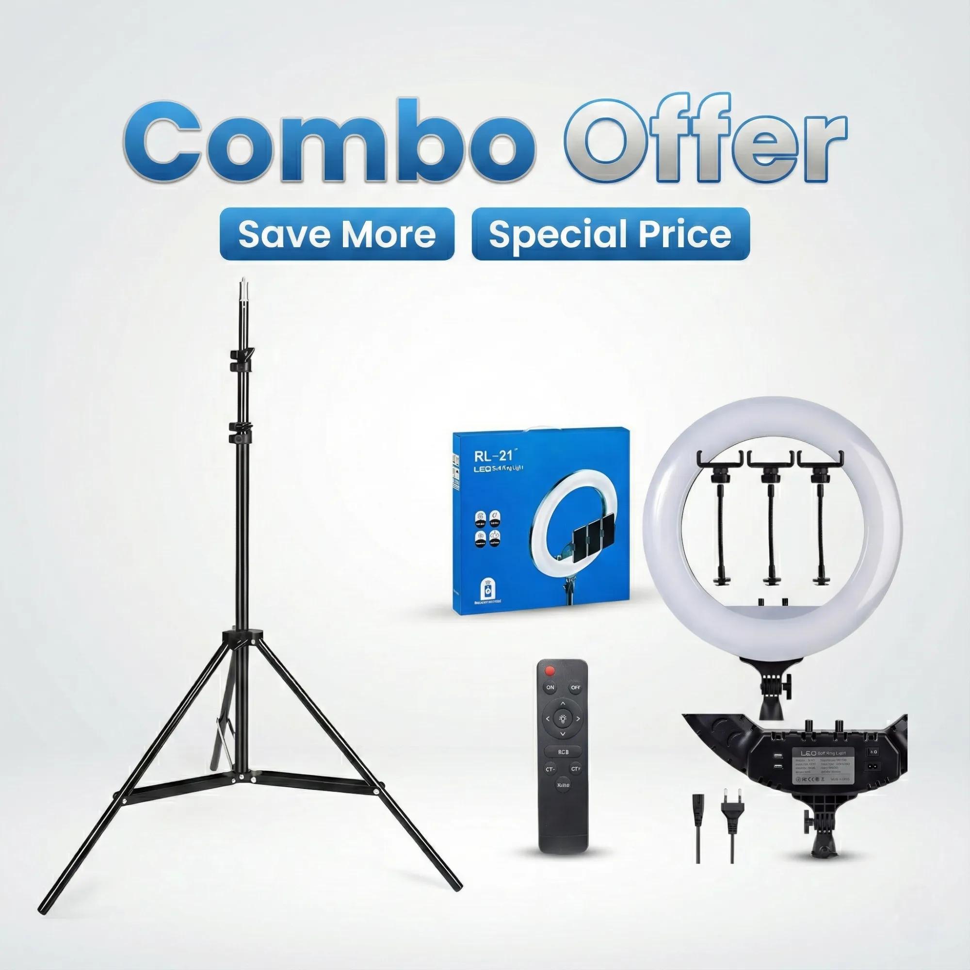 RL 21 LED Soft Ring Light & MF-3308 Studio Ring Light Stand Combo