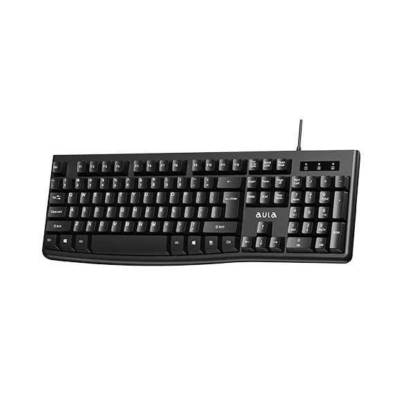 AULA AK105 USB Wired Black Keyboard — Full-Size 104-Key Membrane Office Keyboard