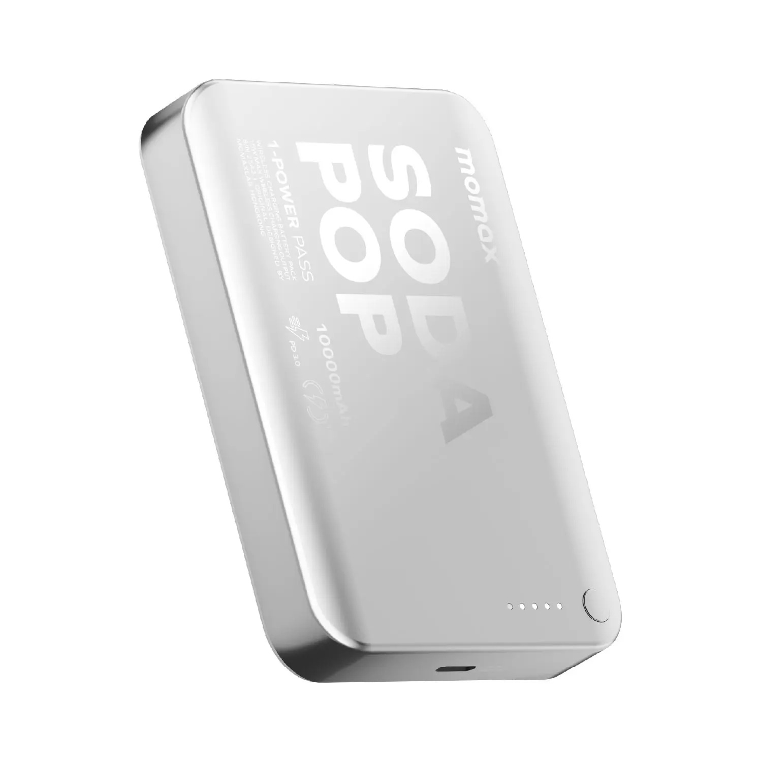 Momax 1-Power Pass Soda Pop Magnetic Wireless Power Bank 10000mah - Silver