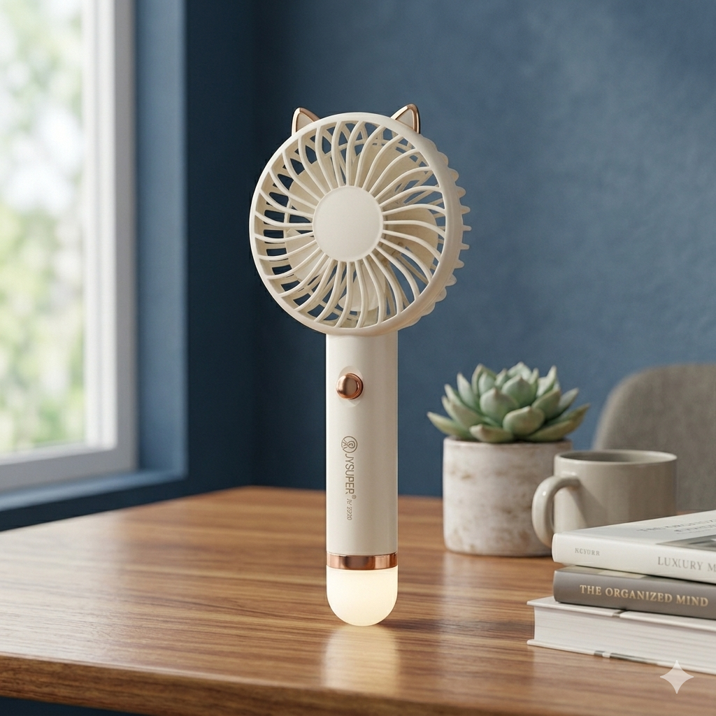 JYSUPER JY-2320 Portable Handheld Mini Fan with Integrated LED light
