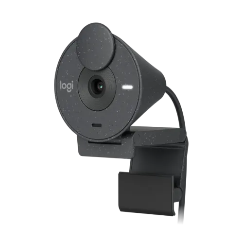 Logitech BRIO 300 Webcam with auto light correction With Noise-reducing mic – Black color