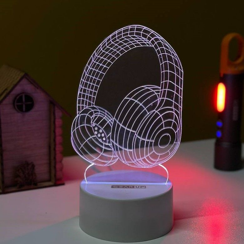GearUP Acrylic Multicolor Night Lamp (Headphone)- WHITE – 20 pcs