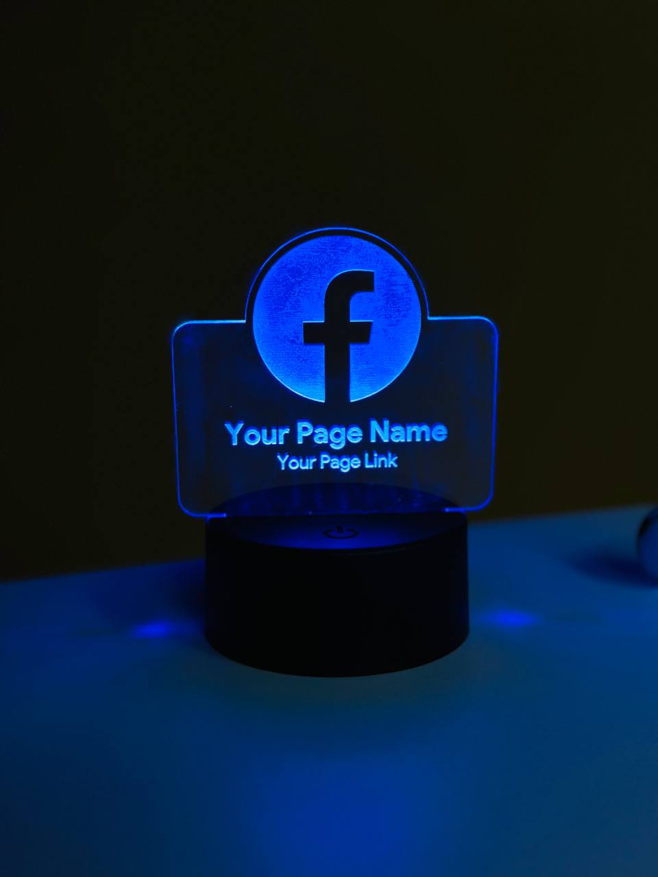 Customizable Facebook Logo Design Acrylic Multicolor Night Lamp – Black