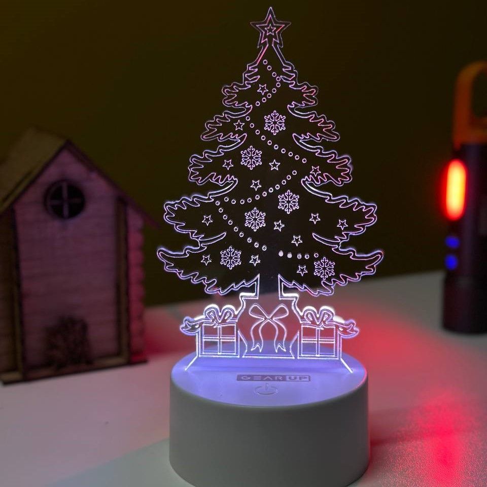 GearUP Acrylic Multicolor Night Lamp (Christmas Tree) – WHITE – 20 pcs