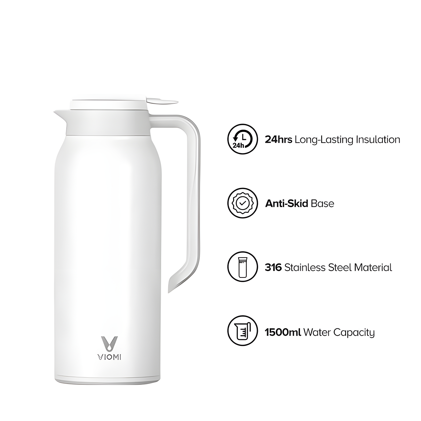 Xiaomi Viomi Yunmi Thermal Insulation Kettle Thermos 1.5L – WHITE