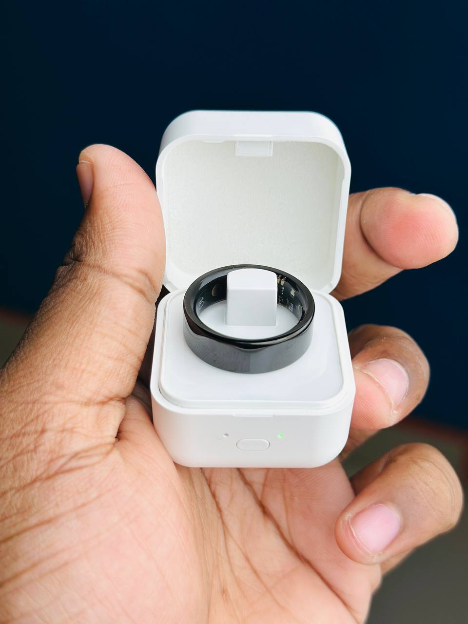 Smart Finger Ring for Fitness Tracking – With Charging Case  (Ring Size -9) -Black