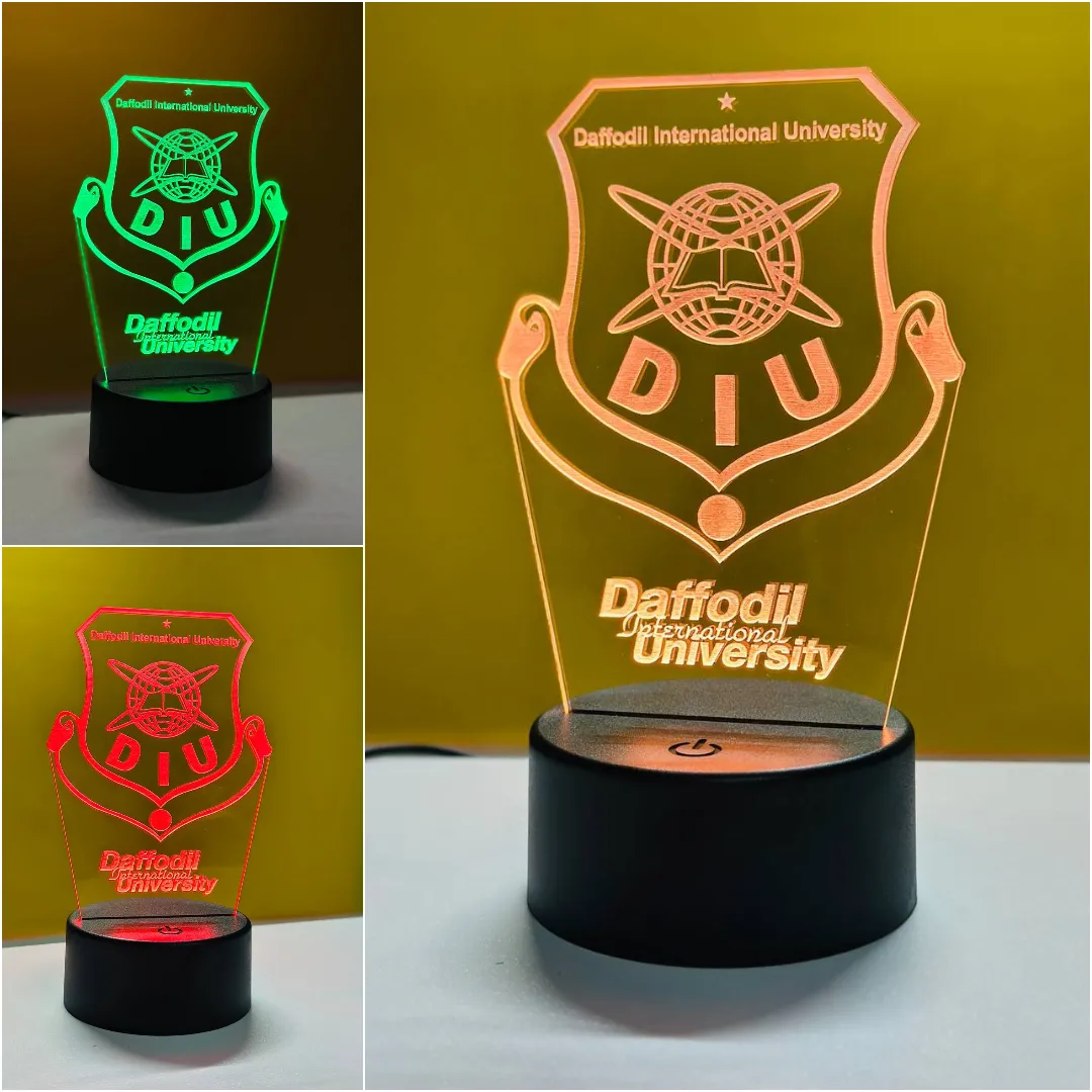 Customizable Gearup Multicolor Acrylic Night Lamp – School, College, or University Logo – Black – 20 pcs