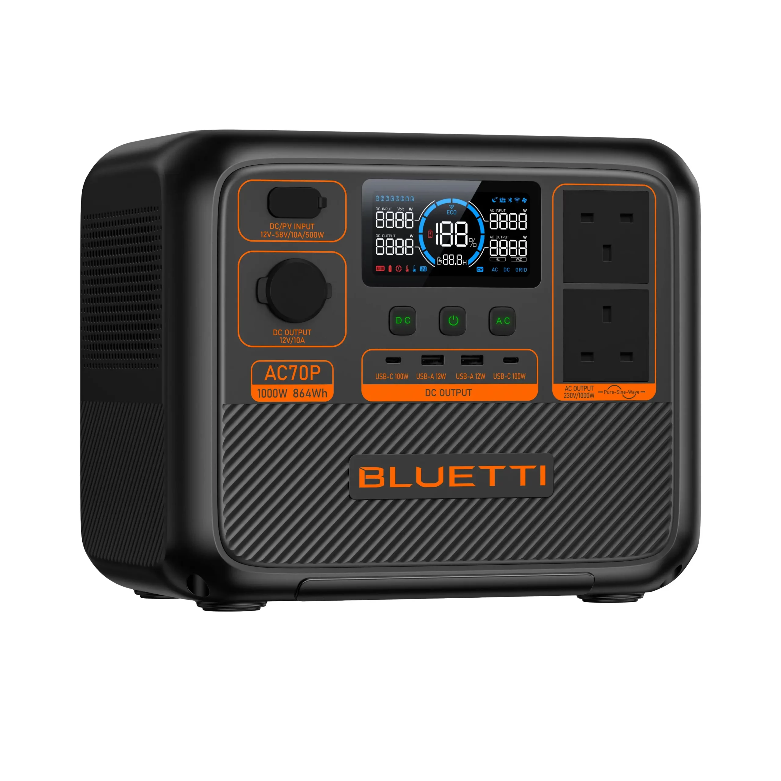 BLUETTI Premium AC70P Portable Power Station | 1000W 864Wh